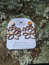 Load image into Gallery viewer, Wooden Lotus Flower Stud Dangle earrings
