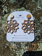 Load image into Gallery viewer, Wooden Flower Mandala Stud Dangle Earrings
