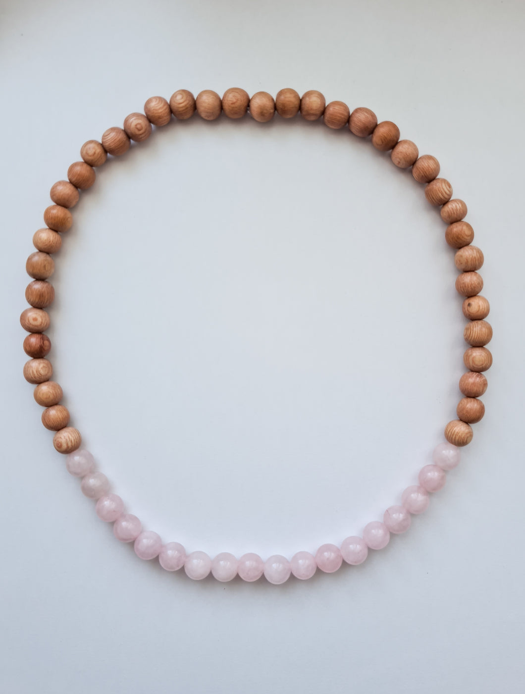 Rose Quartz Gemstone and Rosewood Small Necklace