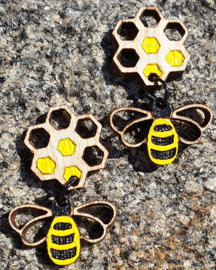 Bee and Honeycomb Earrings