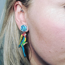 Load image into Gallery viewer, Eastern Rosella Stud Dangle Earrings
