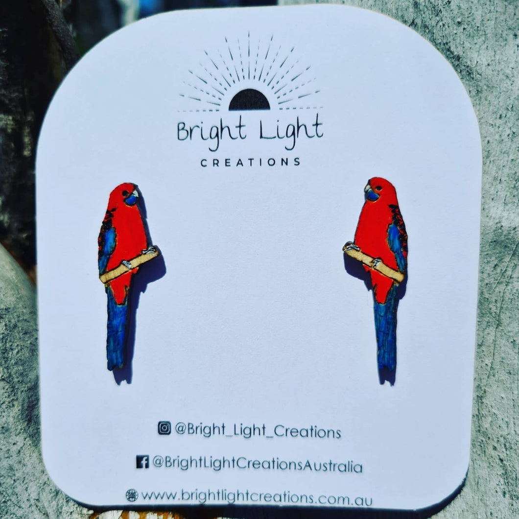 Crimson Rosella Stud Earrings