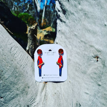 Load image into Gallery viewer, Crimson Rosella Stud Dangle Earrings
