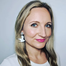 Load image into Gallery viewer, Seagull (Silver Gull) Stud Dangle Earrings
