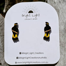 Load image into Gallery viewer, Yellow-tailed Black Cockatoo Stud Earrings
