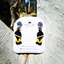 Load image into Gallery viewer, Yellow-tailed Black Cockatoo Stud Dangle Earrings
