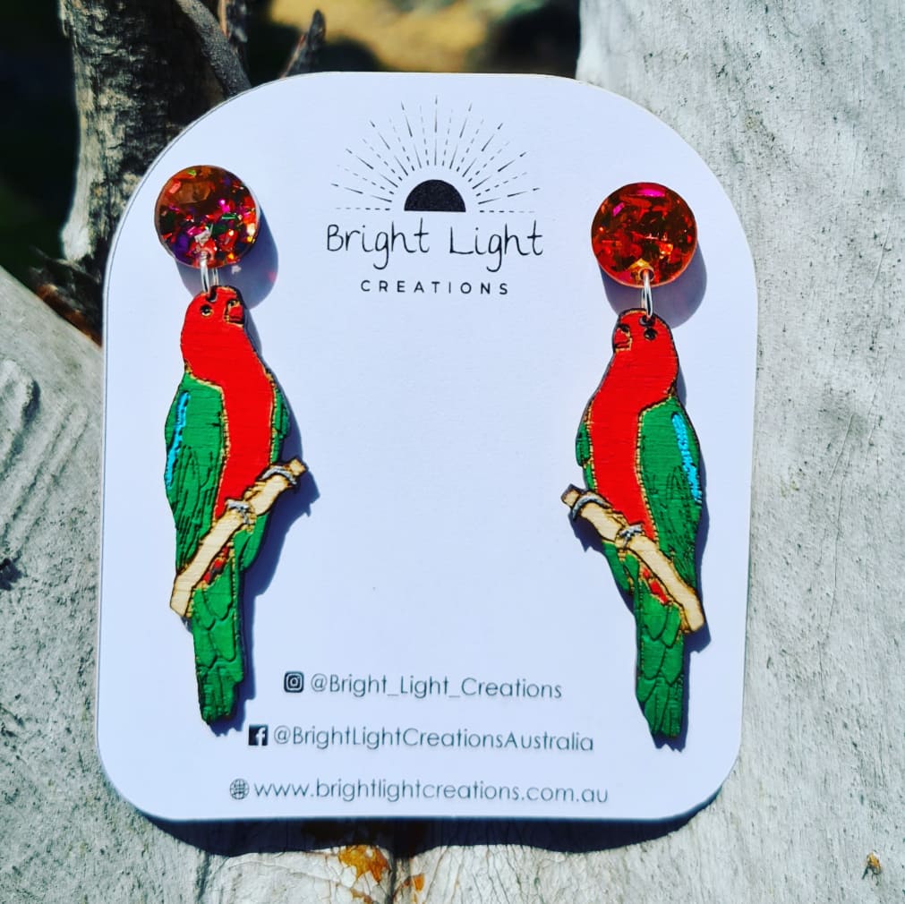 King Parrot Stud Dangle Earrings