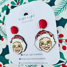 Load image into Gallery viewer, Mrs Claus Stud Dangle Earrings
