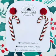 Load image into Gallery viewer, Candy Cane Stud Dangle Earrings
