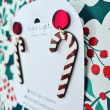 Load image into Gallery viewer, Candy Cane Stud Dangle Earrings
