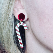 Load image into Gallery viewer, Candy Cane Stud Dangle Earrings
