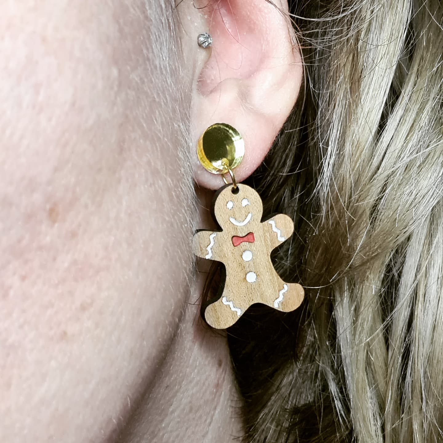 Gingerbread Men Stud Dangle Earrings Bright Light Creations