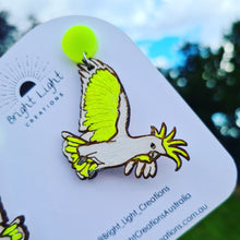 Load image into Gallery viewer, Yellow-Crested Cockatoo Stud Dangle Earrings
