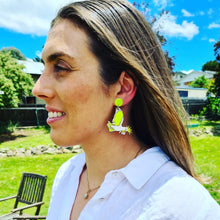 Load image into Gallery viewer, Yellow-Crested Cockatoo Stud Dangle Earrings
