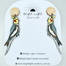Load image into Gallery viewer, Wild Type Cockatiel Stud Dangle Earrings
