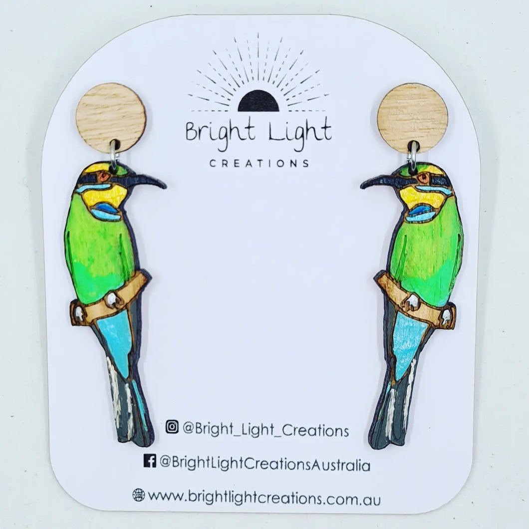 Rainbow Bee-eater Stud Dangle Earrings