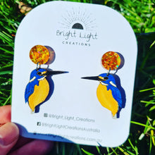Load image into Gallery viewer, Azure Kingfisher Stud Dangle Earrings
