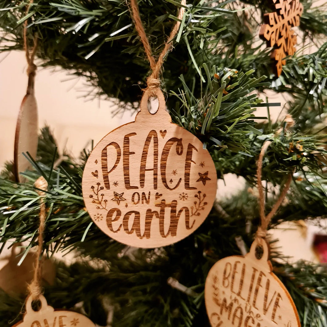 Wooden Engraved Christmas Ornaments
