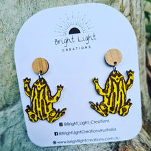Load image into Gallery viewer, Southern Corroboree Frog Stud Dangle Earrings
