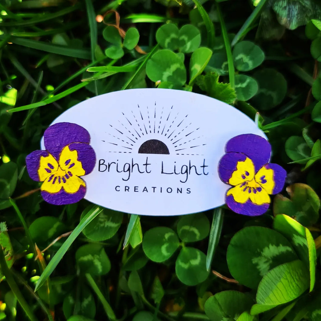 Pansy Flower Stud Earrings