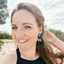 Load image into Gallery viewer, Retro Black and White Tortoise Shell Statement Stud Dangle Earrings
