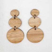 Load image into Gallery viewer, Light Wood - Eucalypt - Three Tier Stud Dangle Earrings - Australian Handmade &amp; Hypoallergenic
