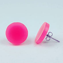 Load image into Gallery viewer, Bright Neon Pink Round Stud Earrings
