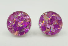 Load image into Gallery viewer, Confetti Glitter Pink Round Stud Earrings
