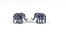 Load image into Gallery viewer, Black Glitter Elephants Stud Earrings
