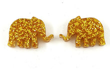 Load image into Gallery viewer, Gold Glitter Elephants Stud Earrings
