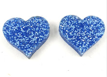 Load image into Gallery viewer, Blue Glitter Heart Stud Earrings
