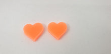 Load image into Gallery viewer, Bright Neon Orange Heart Stud Earrings
