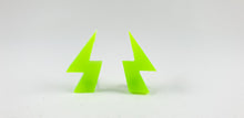 Load image into Gallery viewer, Bright Neon Green Ligtning Bolt Stud Earrings
