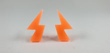 Load image into Gallery viewer, Bright Neon Orange Ligtning Bolt Stud Earrings
