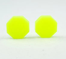 Load image into Gallery viewer, Bright Neon Yellow Geometric Stud Earrings
