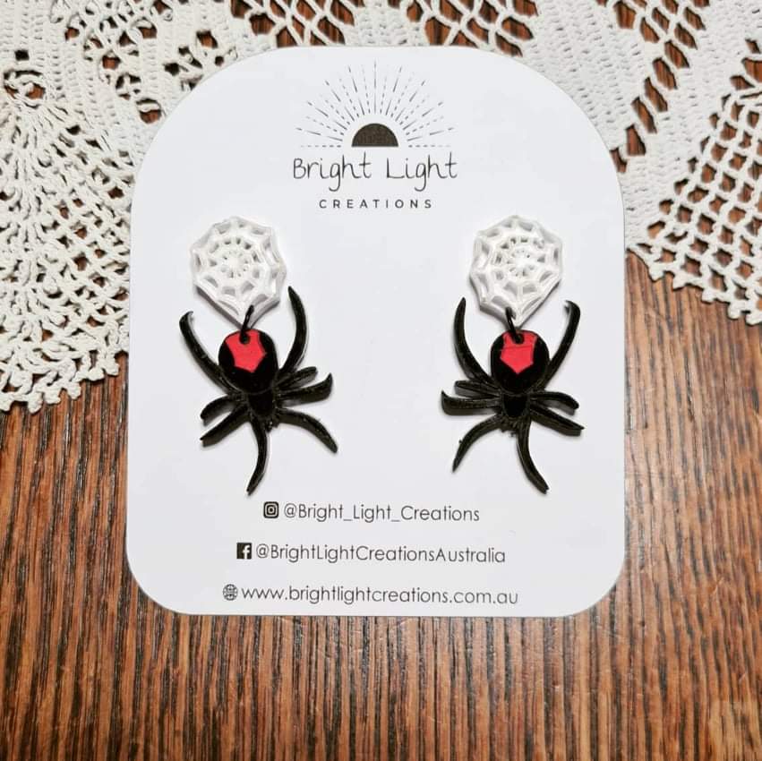 Halloween Red Back Spider Earrings