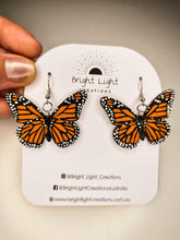 Load image into Gallery viewer, Monarch (Orange) Butterfly Hook Dangle Earrings
