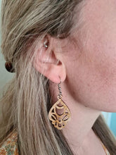 Load image into Gallery viewer, Wooden Art Nouveau Style Hook Dangle Earrings
