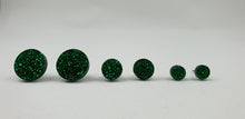Load image into Gallery viewer, Green Glitter Round Stud Earrings
